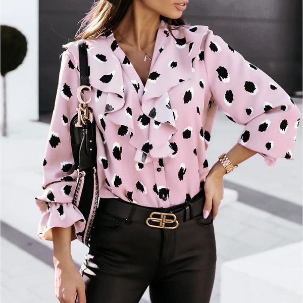 women's blouses & shirts fashion ruffle v neck dots print blouse autumn winter elegant long sleeves office lady casual buttons cardiga, White
women's blouses & shirts fashion ruffle v neck dots print blouse autumn winter elegant long sleeves office lady casual buttons cardiga, White