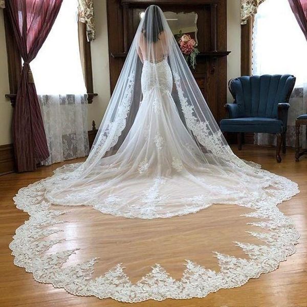 bridal veils cathedral custom made 3/4/5 m long veil one layer lace edge appliqued for women hair accessories, Black
bridal veils cathedral custom made 3/4/5 m long veil one layer lace edge appliqued for women hair accessories, Black