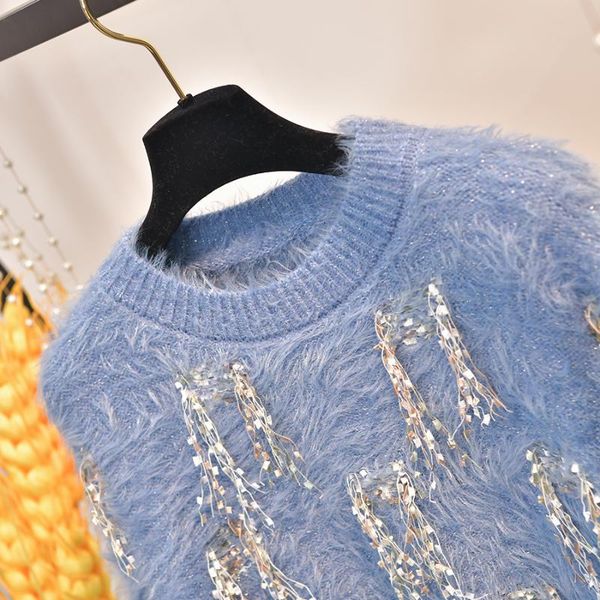women's sweaters 2021 round neck long sleeve pullover wild casual loose fringe knitted sweater 1218, White;black
women's sweaters 2021 round neck long sleeve pullover wild casual loose fringe knitted sweater 1218, White;black