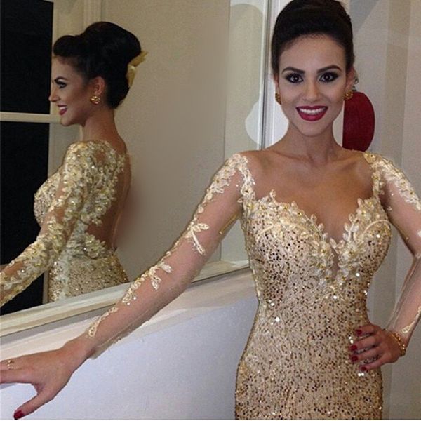 sequins blingbling arabic sheer crew neck mermaid evening dresses long sleeves see backless prom dresses, Black;red
sequins blingbling arabic sheer crew neck mermaid evening dresses long sleeves see backless prom dresses, Black;red