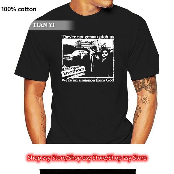 men's t-shirts the blues brothers they're not going to catch us t shirt classic movie, White;black
men's t-shirts the blues brothers they're not going to catch us t shirt classic movie, White;black