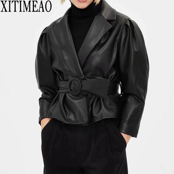 women leather shirt street personality pu jacket autumn winter casual long sleeve short coat with belt xitimeao women's jackets, Black;brown
women leather shirt street personality pu jacket autumn winter casual long sleeve short coat with belt xitimeao women's jackets, Black;brown