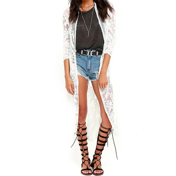 boho women bathing lace crochet blouse loose floral hollow long cardigan clothes sleeve beachwear style holiday female women's blouses, White
boho women bathing lace crochet blouse loose floral hollow long cardigan clothes sleeve beachwear style holiday female women's blouses, White