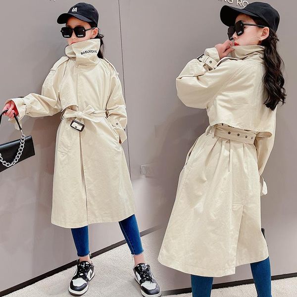 coat teenage girls trench with sashes outerwear clothes england style fashion for children 2021 long solid jackets 5-14years, Blue;gray
coat teenage girls trench with sashes outerwear clothes england style fashion for children 2021 long solid jackets 5-14years, Blue;gray