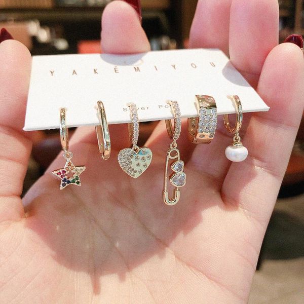 hoop & huggie fashion dainty star heart drop earrings inlaid zircon elegant pearl small sets for women jewelry 2021, Golden;silver
hoop & huggie fashion dainty star heart drop earrings inlaid zircon elegant pearl small sets for women jewelry 2021, Golden;silver
