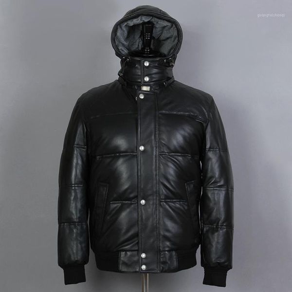 genuine leather men's down jacket sheepskin thick short hooded winter coat casual real men & faux, Black
genuine leather men's down jacket sheepskin thick short hooded winter coat casual real men & faux, Black