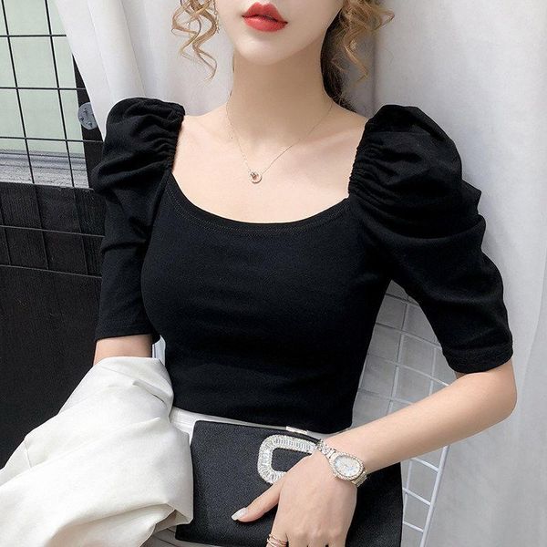 women's t-shirt fashion cotton t shirt women summer 2021 puff sleeve plus size lace print floral casual tees korean ladies tshirts stre, White
women's t-shirt fashion cotton t shirt women summer 2021 puff sleeve plus size lace print floral casual tees korean ladies tshirts stre, White