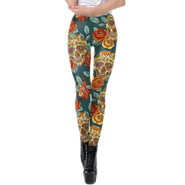 women's leggings colorful skull rose print skinny elastic legging women fitness seam pants halloween, Black
women's leggings colorful skull rose print skinny elastic legging women fitness seam pants halloween, Black