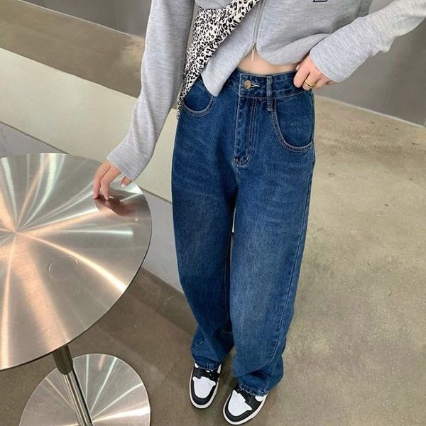 women's jeans straight for women early autumn 2021 high waist slimming casual loose wide-leg draggle-tail trousers fashion.kio, Blue
women's jeans straight for women early autumn 2021 high waist slimming casual loose wide-leg draggle-tail trousers fashion.kio, Blue