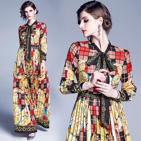 casual dresses women vintage style flower plaid maxi dress spring autumn bow collar long sleeve floral slim retro fashion, Black;gray
casual dresses women vintage style flower plaid maxi dress spring autumn bow collar long sleeve floral slim retro fashion, Black;gray