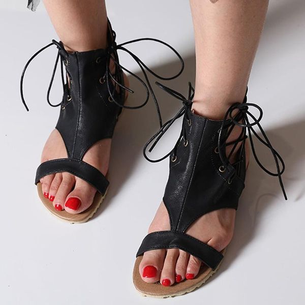 women's roman style summer flat lace-up beach open toe breathable sandals shoes fashion slides women chaussure slippers, Black
women's roman style summer flat lace-up beach open toe breathable sandals shoes fashion slides women chaussure slippers, Black