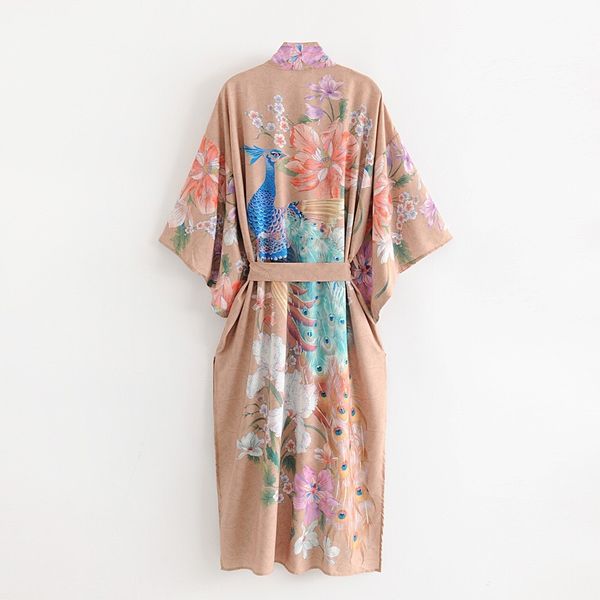 bohemian v neck peacock flower print kimono shirt khaki holiday new lacing up sashes long cardigan loose blouse, White
bohemian v neck peacock flower print kimono shirt khaki holiday new lacing up sashes long cardigan loose blouse, White