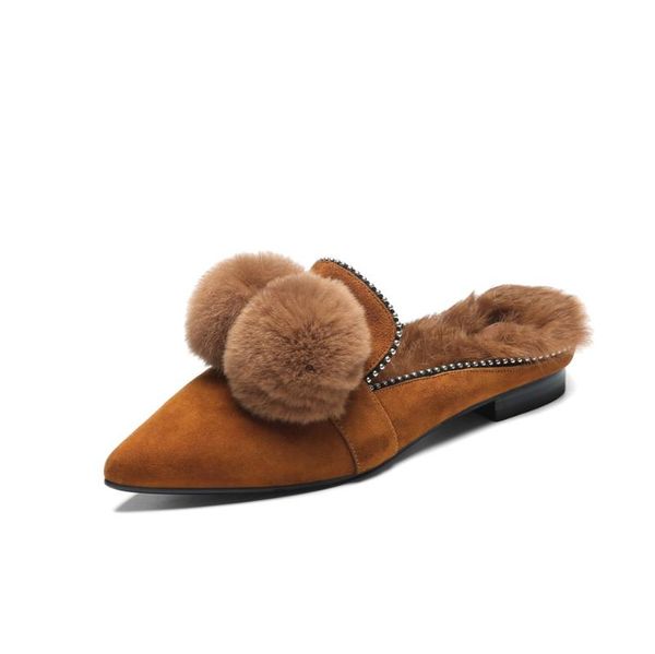 slippers fashion spring autumn women's real sheep suede fabric comfortable inner fluffy ball decoration, Black
slippers fashion spring autumn women's real sheep suede fabric comfortable inner fluffy ball decoration, Black