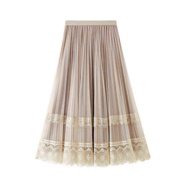 women skirts autumn winter mesh tulle elastic high waist a line long pleated skirt casual lace female clothes double sided 211120, Black
women skirts autumn winter mesh tulle elastic high waist a line long pleated skirt casual lace female clothes double sided 211120, Black