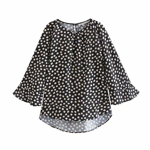 women's blouses & shirts cs938 arrival o neck wide sleeve dot print black color basic blouse ladies match all, White
women's blouses & shirts cs938 arrival o neck wide sleeve dot print black color basic blouse ladies match all, White