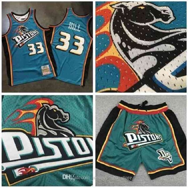 09men detroit\rpistons\r33 grant hill mitchell & ness teal road 1998/99 hardwoods classics authentic jersey and pant 02, Black