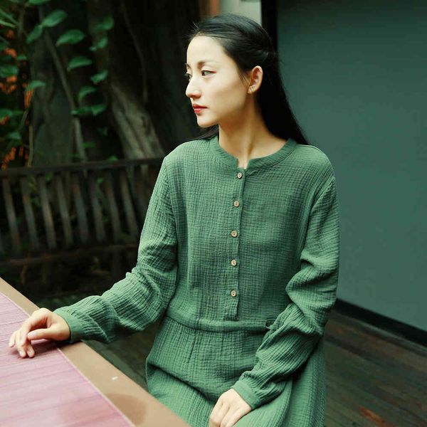 johnature women cotton linen bandage dress autumn robe button long sleeve solid color casual women cloths vintage dress 210521, Black;gray
johnature women cotton linen bandage dress autumn robe button long sleeve solid color casual women cloths vintage dress 210521, Black;gray