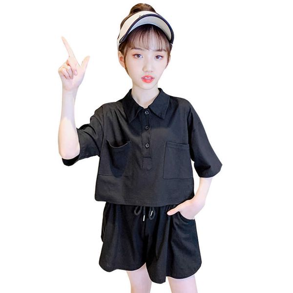 girls clothes solid tshirt + pants teenage clothing pockets for summer kid 210528, White
girls clothes solid tshirt + pants teenage clothing pockets for summer kid 210528, White