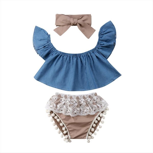 summer infant newborn baby girl fly sleeve denim lace shorts 3pcs clothes casual set outfits, White
summer infant newborn baby girl fly sleeve denim lace shorts 3pcs clothes casual set outfits, White
