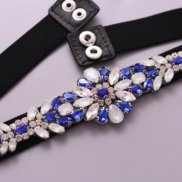 wedding sashes handmade royal blue rhinestone belt charming black elastic waistbands stretch cummerbunds for women dress wide belts, White 
wedding sashes handmade royal blue rhinestone belt charming black elastic waistbands stretch cummerbunds for women dress wide belts, White