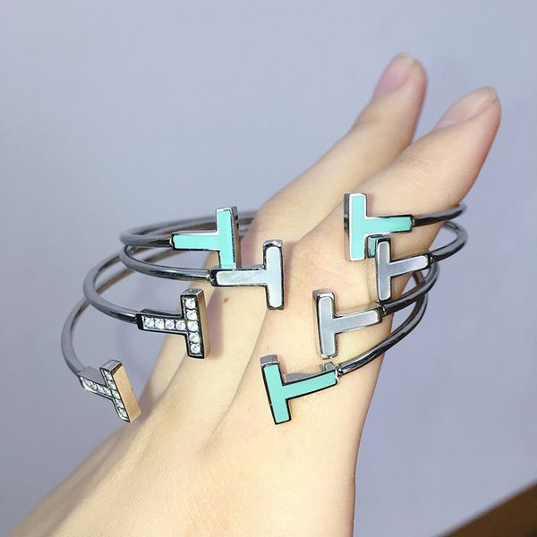 luxurys design quality green enamel colors open cuff t bangle bracelet silver plated bangles jewelry gift for women pulsera mujer, Black
luxurys design quality green enamel colors open cuff t bangle bracelet silver plated bangles jewelry gift for women pulsera mujer, Black