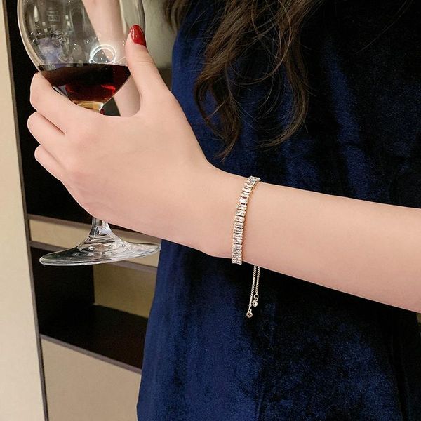 link, chain adjustable zircon bracelet femininity fashion hand decoration student's friend cold wind niche design net red jewelry, Black
link, chain adjustable zircon bracelet femininity fashion hand decoration student's friend cold wind niche design net red jewelry, Black