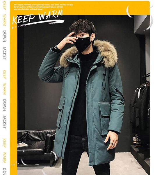 2021 winter new medium and long men's korean casual white duck down thickened large wool collar hooded down jacket, Black
2021 winter new medium and long men's korean casual white duck down thickened large wool collar hooded down jacket, Black