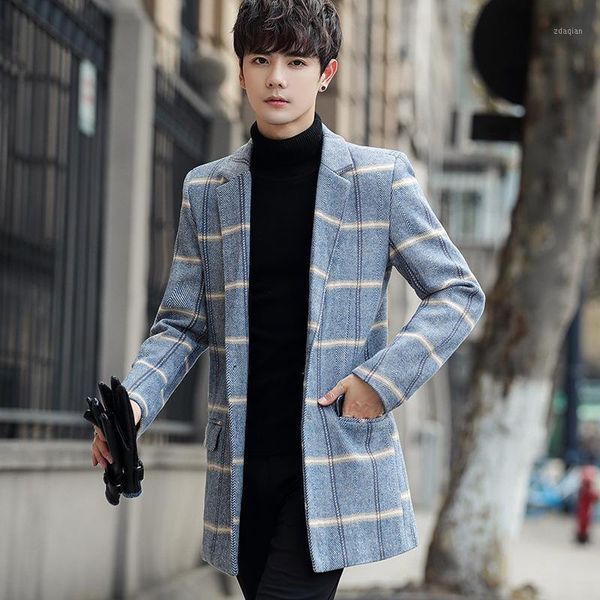 men's wool & blends woolen coat fall / winter 2021 woollen medium long windbreaker, Black
men's wool & blends woolen coat fall / winter 2021 woollen medium long windbreaker, Black