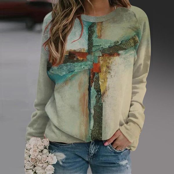 harajuku shirts for women fashion loose long sleeve o-neck tie-dye cross painting printed t pullover vetement femme women's t-shirt, White
harajuku shirts for women fashion loose long sleeve o-neck tie-dye cross painting printed t pullover vetement femme women's t-shirt, White