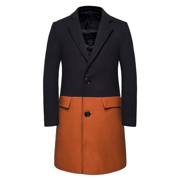 men's wool & blends korean style men slim fit peacoat color block patchwork long coat casual sleeve mens blend jacket yf02 pm44, Black
men's wool & blends korean style men slim fit peacoat color block patchwork long coat casual sleeve mens blend jacket yf02 pm44, Black