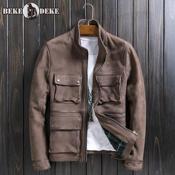 safari style genuine leather cargo coat men stand collar multi-pocket vintage real cowhide jacket slim zipper casual jackets men's & fa, Black
safari style genuine leather cargo coat men stand collar multi-pocket vintage real cowhide jacket slim zipper casual jackets men's & fa, Black
