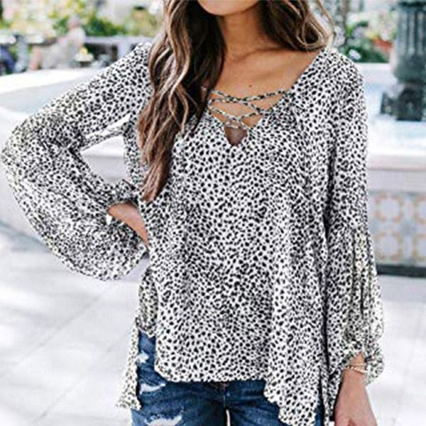 women's blouses & shirts autumn leopard split cross women v-neck long lantern sleeve blouse 2021 fashion streetwear ladies tunic, White
women's blouses & shirts autumn leopard split cross women v-neck long lantern sleeve blouse 2021 fashion streetwear ladies tunic, White