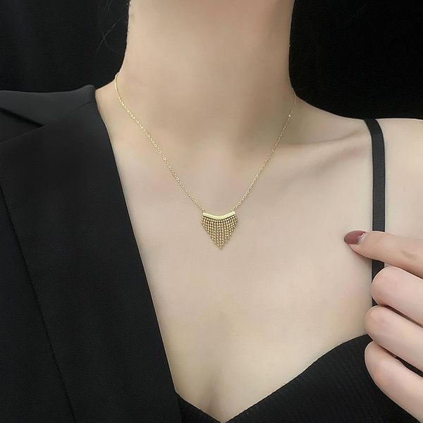 titanium steel triangular tassel necklaces for women gold chain party jewelry gifts pendant, Silver
titanium steel triangular tassel necklaces for women gold chain party jewelry gifts pendant, Silver