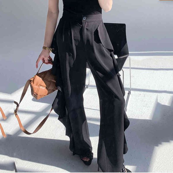 black slim high waist ruffles simple personality trousers loose pants women fashion spring autumn 2f0393 210510, Black;white
black slim high waist ruffles simple personality trousers loose pants women fashion spring autumn 2f0393 210510, Black;white