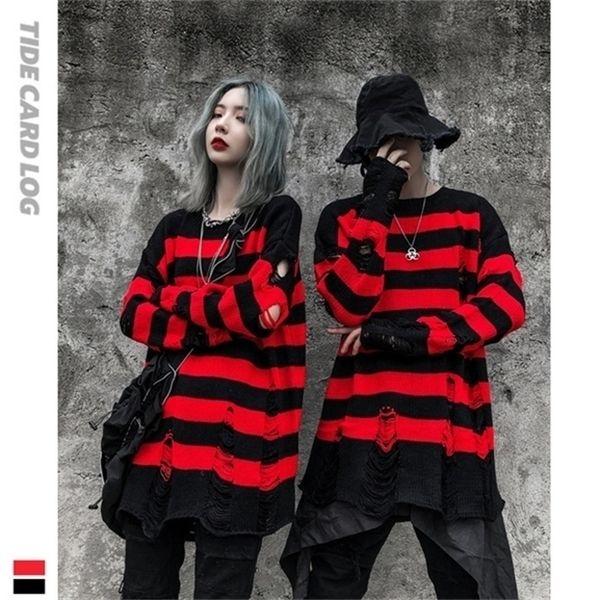 autumn and winter new broken hole lazy wind sweater men's and women's fashion brand loose black and red striped sweater backing_gd, White;black
autumn and winter new broken hole lazy wind sweater men's and women's fashion brand loose black and red striped sweater backing_gd, White;black