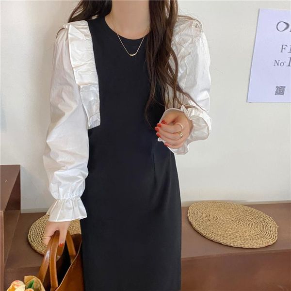 casual dresses fashion puff long sleeve midi dress women sweet patchwork black white chic vestidos 2021 arrive clothing qa199, Black;gray
casual dresses fashion puff long sleeve midi dress women sweet patchwork black white chic vestidos 2021 arrive clothing qa199, Black;gray