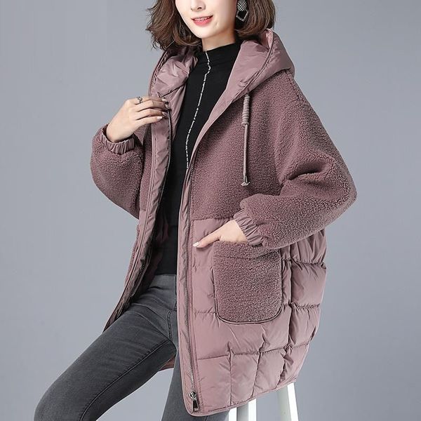 cotton padded jacket women's winter 2020 new loose down cotton medium length imitation lamb wool large size, Black
cotton padded jacket women's winter 2020 new loose down cotton medium length imitation lamb wool large size, Black