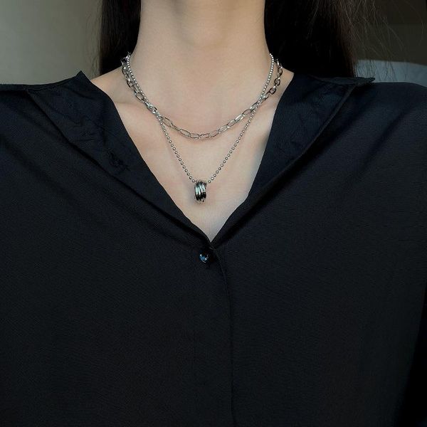 keychains advanced sense titanium steel double-layer chain ring necklace made and female temperament simple design couple sweater, Silver
keychains advanced sense titanium steel double-layer chain ring necklace made and female temperament simple design couple sweater, Silver
