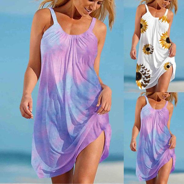 women's swimwear chamsgend beach boho print dress 2021 o-neck sleeveless loose plus size summer women casual dresses vestidos, White;black 
women's swimwear chamsgend beach boho print dress 2021 o-neck sleeveless loose plus size summer women casual dresses vestidos, White;black
