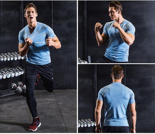 2019 fitness clothes men's short-sleeved elastic tights speed dry clothes t-shirt running clothing field sports short green custom any, White;black
2019 fitness clothes men's short-sleeved elastic tights speed dry clothes t-shirt running clothing field sports short green custom any, White;black