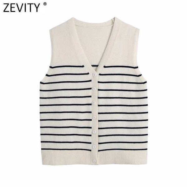 zevity women fashion v neck striped print knitting sweater ladies sleeveless single breasted vest chic cardigans sw823 210603, White;black
zevity women fashion v neck striped print knitting sweater ladies sleeveless single breasted vest chic cardigans sw823 210603, White;black