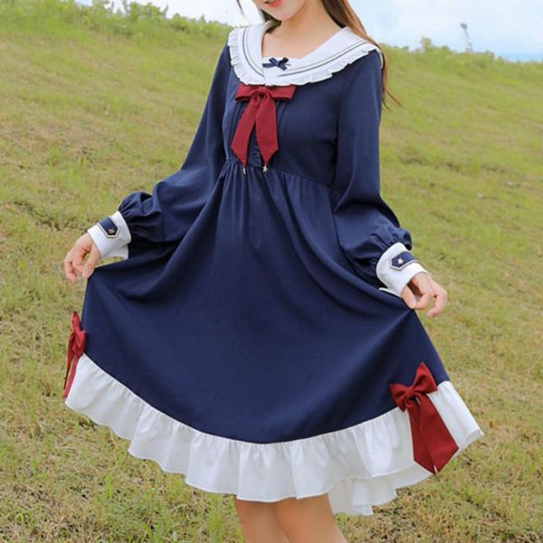 casual dresses houzhou women dress kawaii lolita bow navy long sleeve preppy style patchwork spring autumn ruffles sweet outfits robe, Black;gray
casual dresses houzhou women dress kawaii lolita bow navy long sleeve preppy style patchwork spring autumn ruffles sweet outfits robe, Black;gray