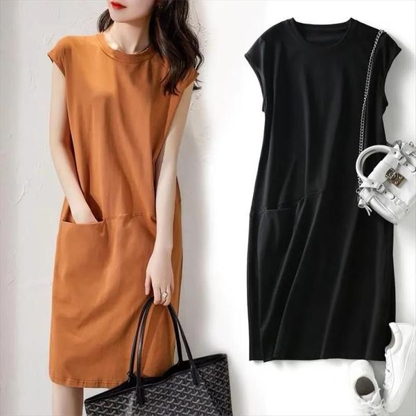 summer loose short sleeved women dresses solid color t shirt korean mid length pocket cotton style, Black;gray
summer loose short sleeved women dresses solid color t shirt korean mid length pocket cotton style, Black;gray