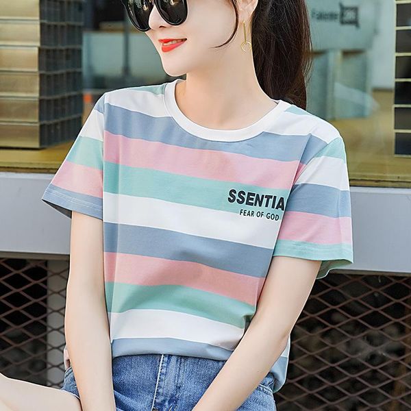 women's t-shirt the summer 2021 loose letters printing frock, White