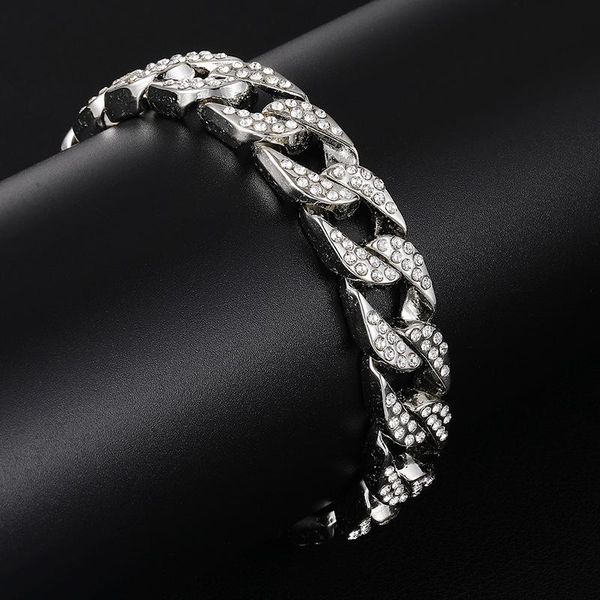 hip hop iced out paved rhinestones 13.6mm gold miami curb cuban chain cz bling rapper bracelets for men jewelry chains, Silver
hip hop iced out paved rhinestones 13.6mm gold miami curb cuban chain cz bling rapper bracelets for men jewelry chains, Silver