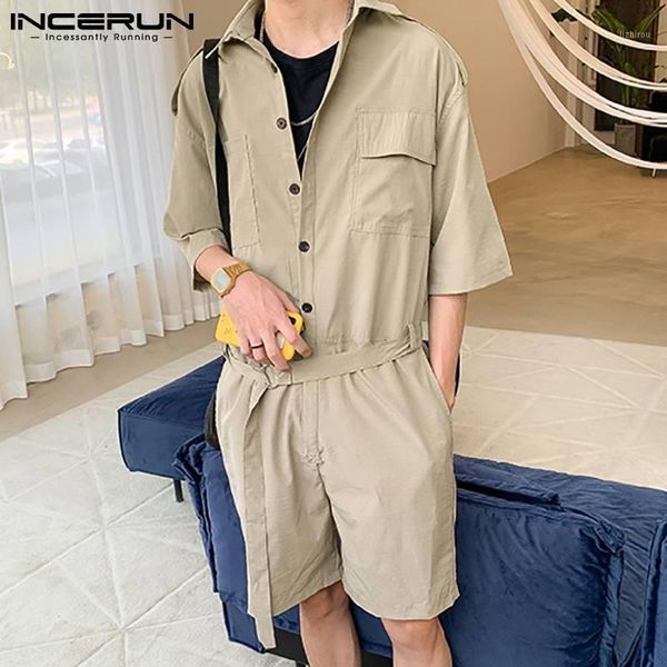 men's shorts fashion men cargo overalls solid short sleeve multi pockets streetwear casual rompers baggy 2021 jumpsuits with belt incer, White;black
men's shorts fashion men cargo overalls solid short sleeve multi pockets streetwear casual rompers baggy 2021 jumpsuits with belt incer, White;black