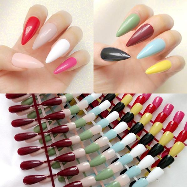 24pcs long stiletto false nails tapered shape artificial fake nail for design diy lady manicure full tips 10 colors1, Red;gold
24pcs long stiletto false nails tapered shape artificial fake nail for design diy lady manicure full tips 10 colors1, Red;gold