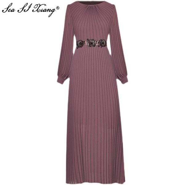 seasixiang fashion designer spring dress women's lantern sleeve striped beading sashes pleated long dresses casual, Black;gray
seasixiang fashion designer spring dress women's lantern sleeve striped beading sashes pleated long dresses casual, Black;gray