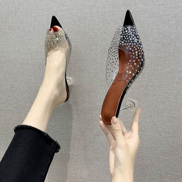 women sandals pointed toe slippers summer fashion ladies shoes transparent pvc high heels peep toe female pumps footwear, Black
women sandals pointed toe slippers summer fashion ladies shoes transparent pvc high heels peep toe female pumps footwear, Black