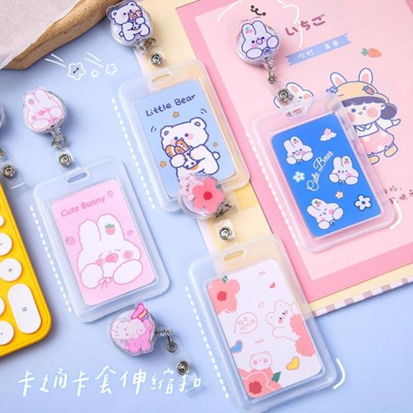 card holders retractable holder id po protective case pvc transparent name cards cover cute shape student staff badge clips, Brown;gray
card holders retractable holder id po protective case pvc transparent name cards cover cute shape student staff badge clips, Brown;gray